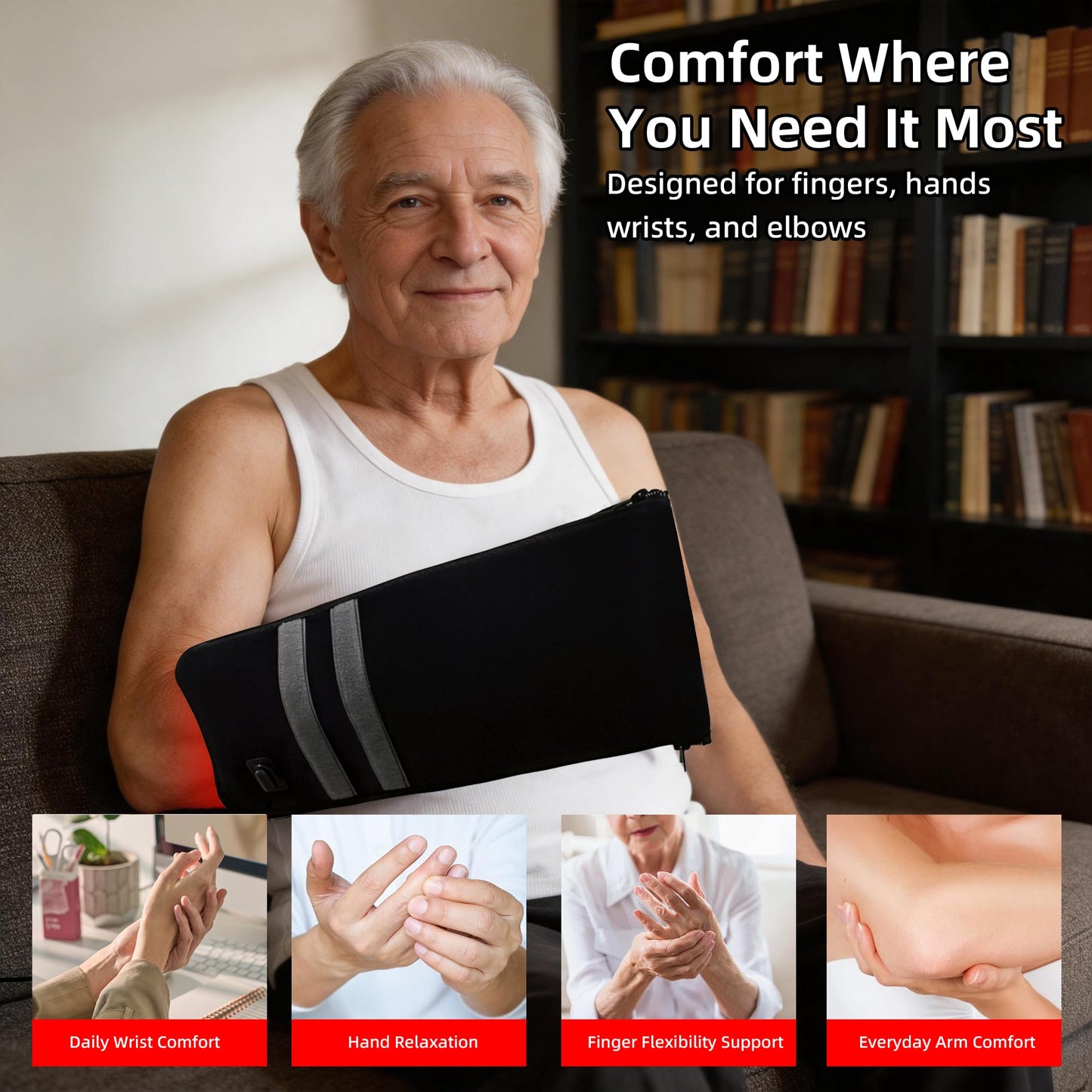 Red Light Therapy for Hands, 150 LEDs, 17"×4", 660nm Red Light & 850nm Near Infrared Light Therapy Device, Full Body Use for Back, Shoulder, Hand & Elbow Joint Muscle Support, Adjustable Modes