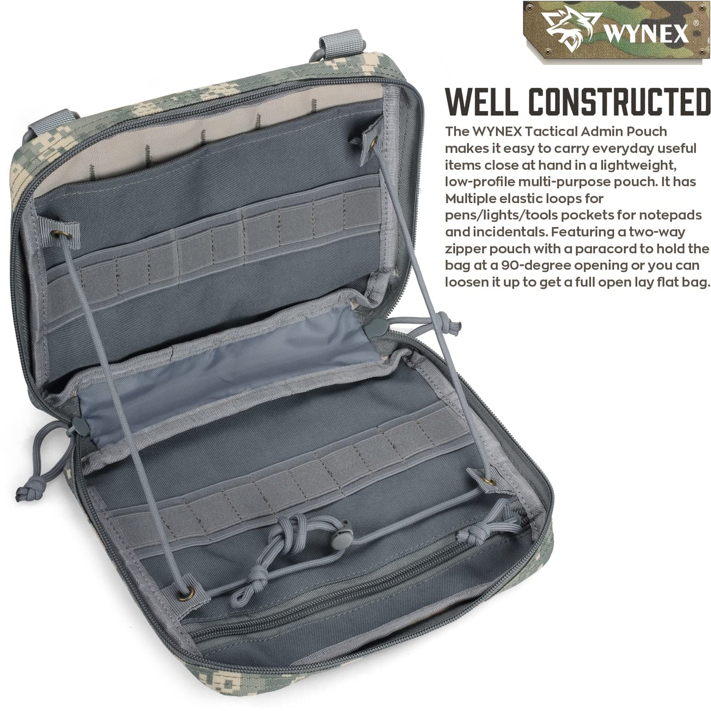 WYNEX Tactical Admin Molle Pouch, Medical EDC EMT Utility Bag Shell Design Attachment Pouches 1000D Nylon Hiking Belt Bags