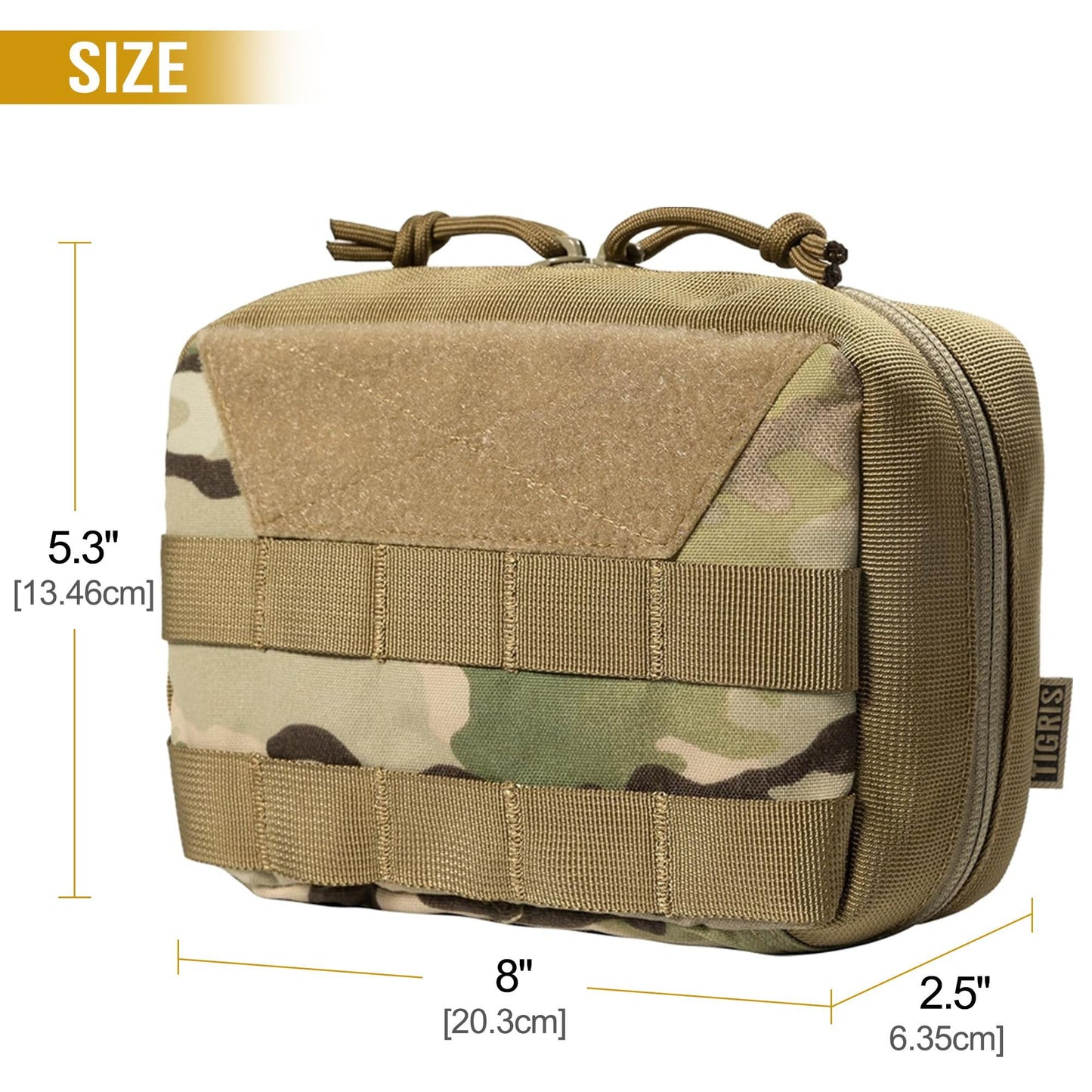 OneTigris MOLLE Pouch, Tactical Admin Pouch Belt EDC Tool Organizer Zippered Utility Waist Pack 8" x 5" x 2.5"