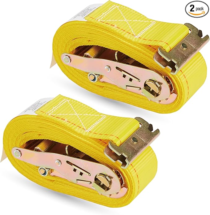 2 Pack E-Track Ratchet Straps 2" x 16' x 4,400 lbs Strength for Cargo Tie Down in Enclosed Trailer & Van by KODIAK STRAPS