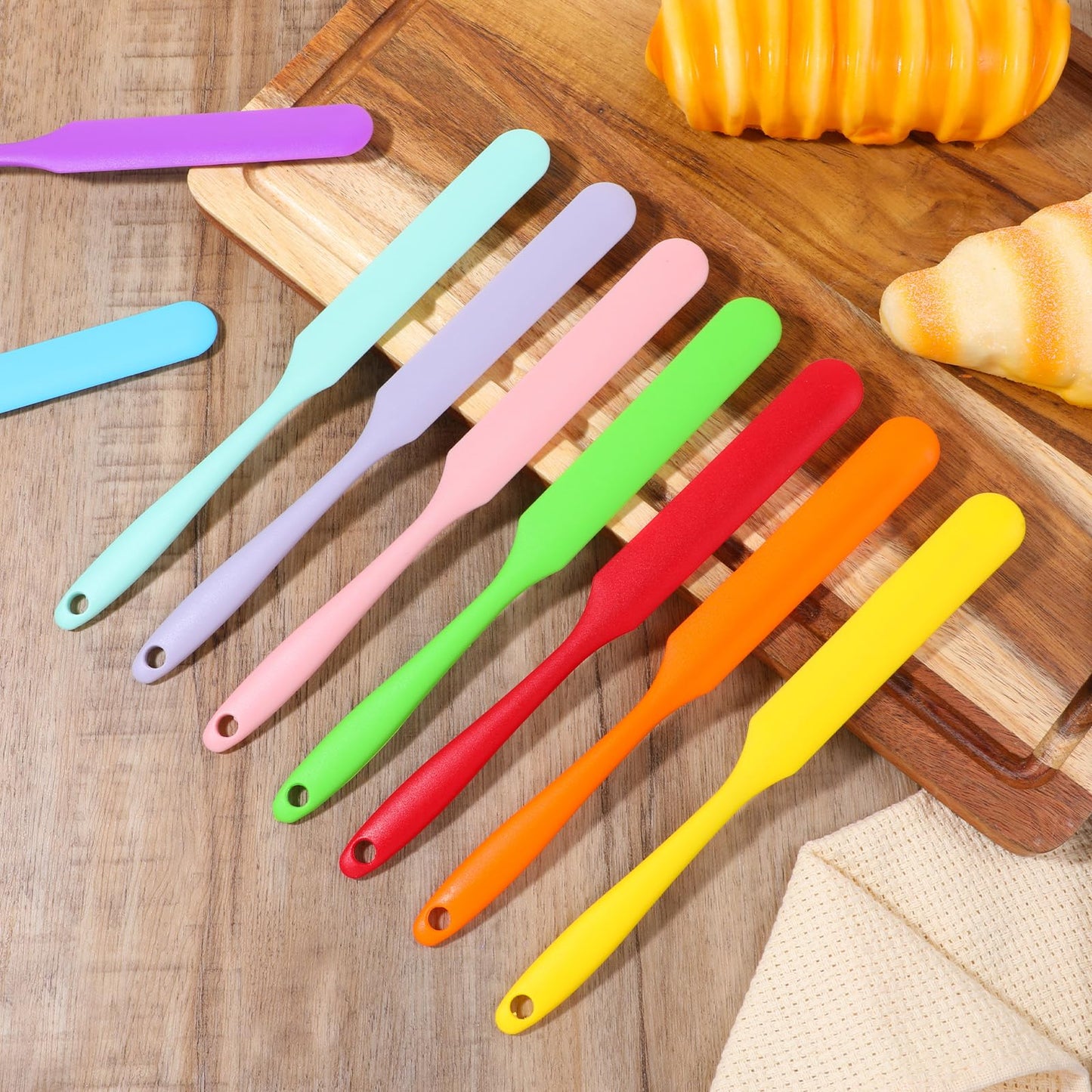 24Pcs Jar Spatula, Heat Resistant Silicone Scraper with Long Handle, Jam Spreader Silicone Spatulas, Kitchen Must Have Small Spatula for Scraping Kitchen Baking Mixing Cake Butter