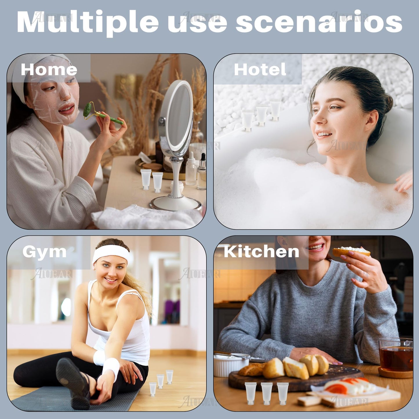 AUEAR, 24 Pack 5ml Empty Refillable Plastic Soft Tubes Squeeze Cosmetic Bottles Packing Sample Mini Containers for Body Lotion Shower Gel Shampoo Cleanser