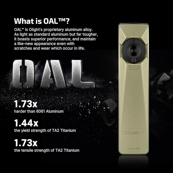 OLIGHT Arkfeld Ultra 1400 Lumens EDC Flat Flashlight, Rechargeable Compact Pocket Flash Light Combines White LED, UV and Green Beam, Triple Sources Perfect for Checking, Working (Olive-Green)