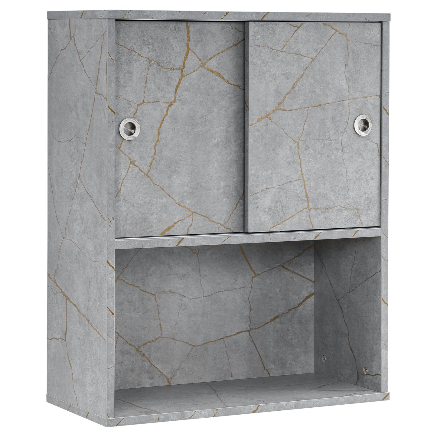 BarberPub Wall Mounted Barber Shampoo Station Storage Cabinet Salon Beauty Spa Equipment for Barber Salon Shop(Gold&Grey) 7136