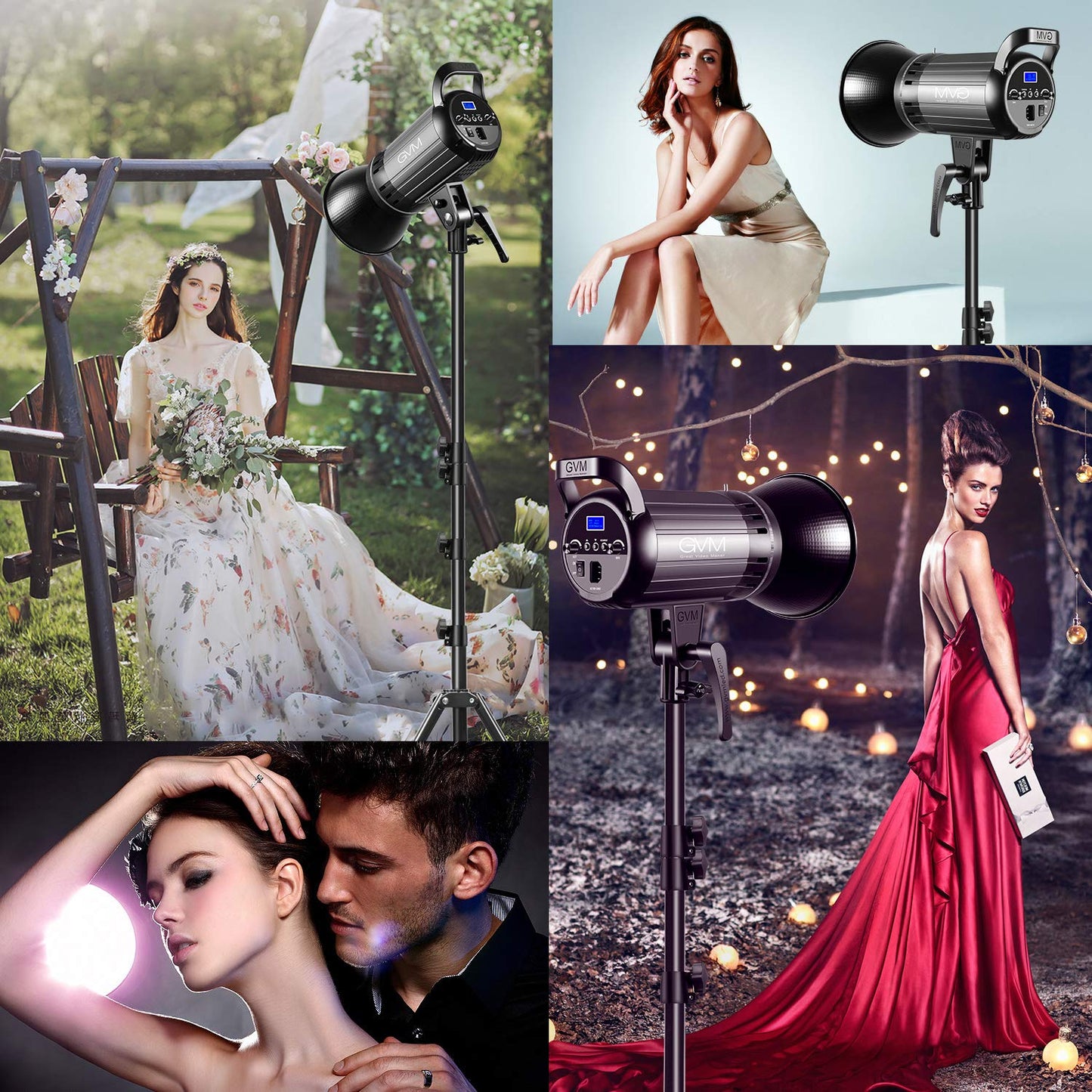 GVM Great Video Maker 100W Bi-Color LED Video Light with Bowens Mount, APP Control, Lantern Softbox, Dimmable 3200K-5600K, CRI 97+
