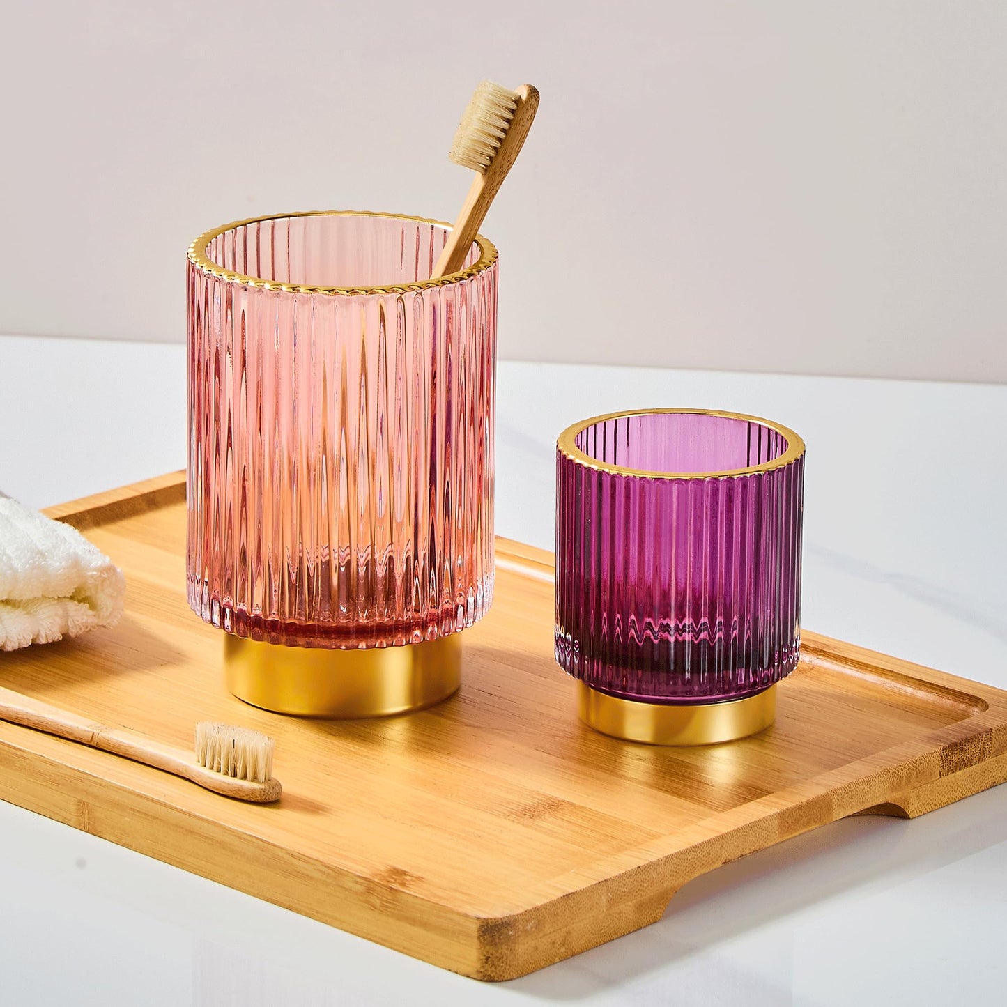 LEICURACE Makeup Brush Holder Organizer,Toothbrush Holders,Desk Pen Pencil Holder,Multifunctional Vintage Glass Brush Cup(A3-22-US)