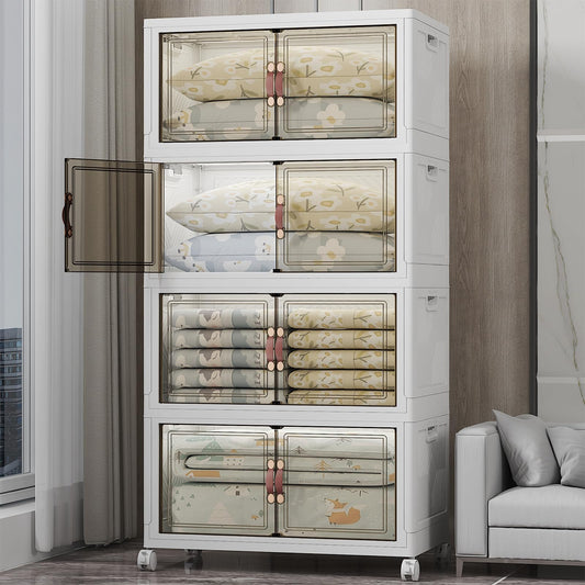 UAMFURI 700QT Stackable Storage Bins with Lids, Storage Cabinet with Wheels