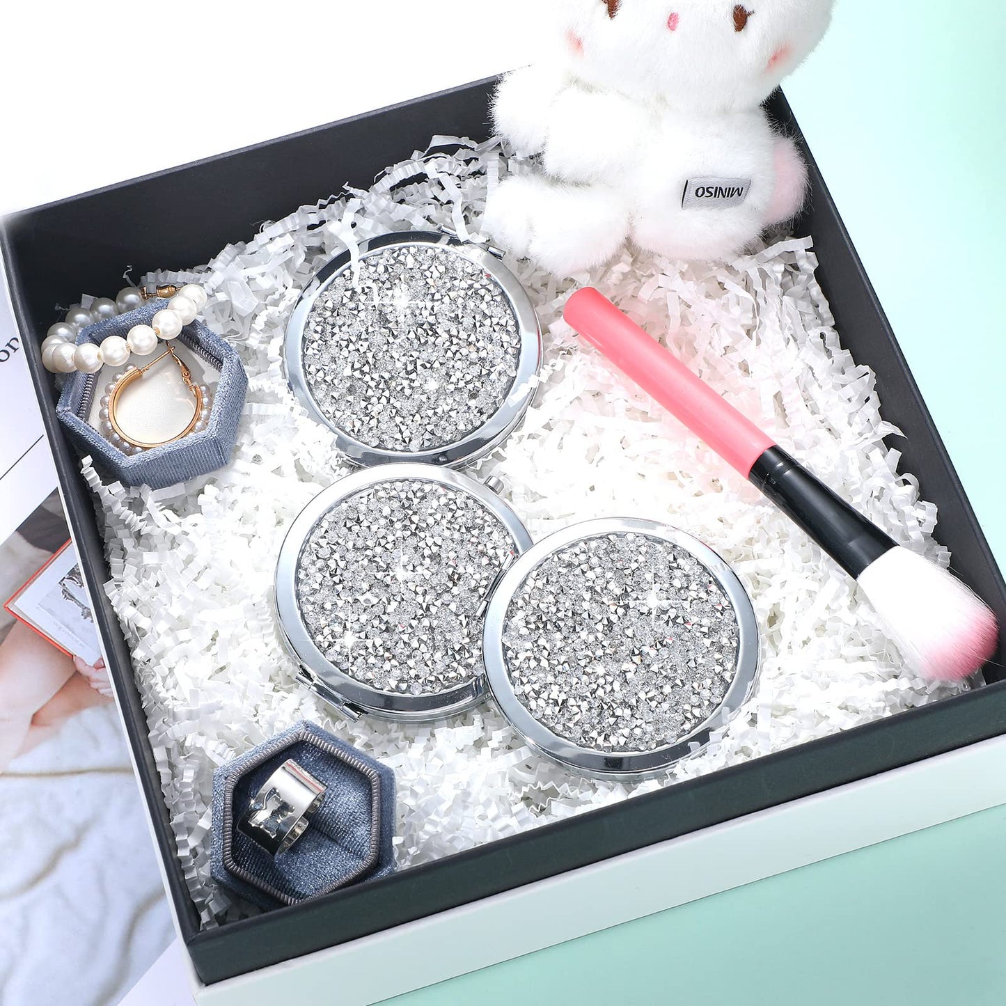 Yulejo 6 Pieces Compact Mirror Bulk Mini Pocket Mirror for Purse Makeup Small Portable Magnifying Cosmetic for Travel Pocket 2.75 Inch Round Folding Gift for Women Mom Bridesmaid Appreciation Wedding