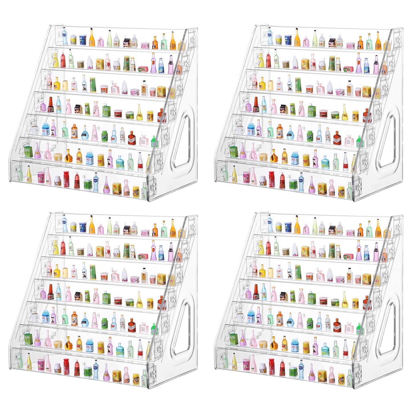 4 Pack 7 Layers Mini Brand Organizer Acrylic Display Rack for Mini Brands Collector Toys Large Capacity Desktop Mini Brand Display for Small Miniature Collectibles, Mini Brand Not Included