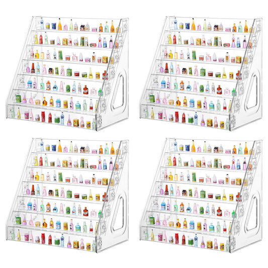 4 Pack 7 Layers Mini Brand Organizer Acrylic Display Rack for Mini Brands Collector Toys Large Capacity Desktop Mini Brand Display for Small Miniature Collectibles, Mini Brand Not Included