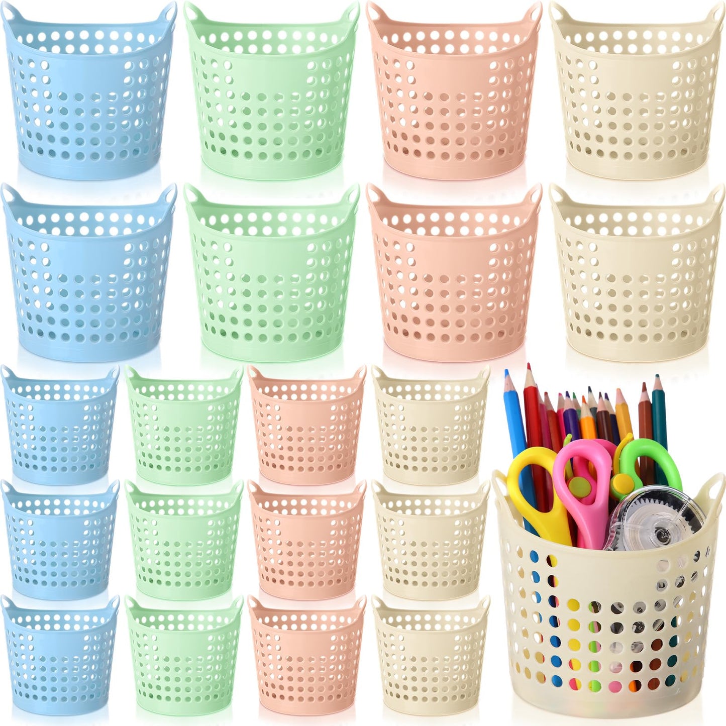Weysat 36 Pcs Back to School Pencil Holder Pencil Cup Bulk Plastic Pen Holder for Classroom Round Desk Storage Organizer for Office Classroom Home Makeup Brush Storage Supplies(Black and White)