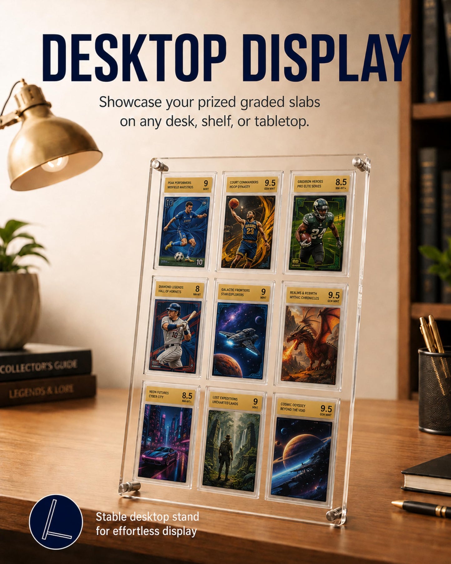 WEIMINLI 9-Card PSA Graded Card Display Case, Wall or Desktop Acrylic Frame