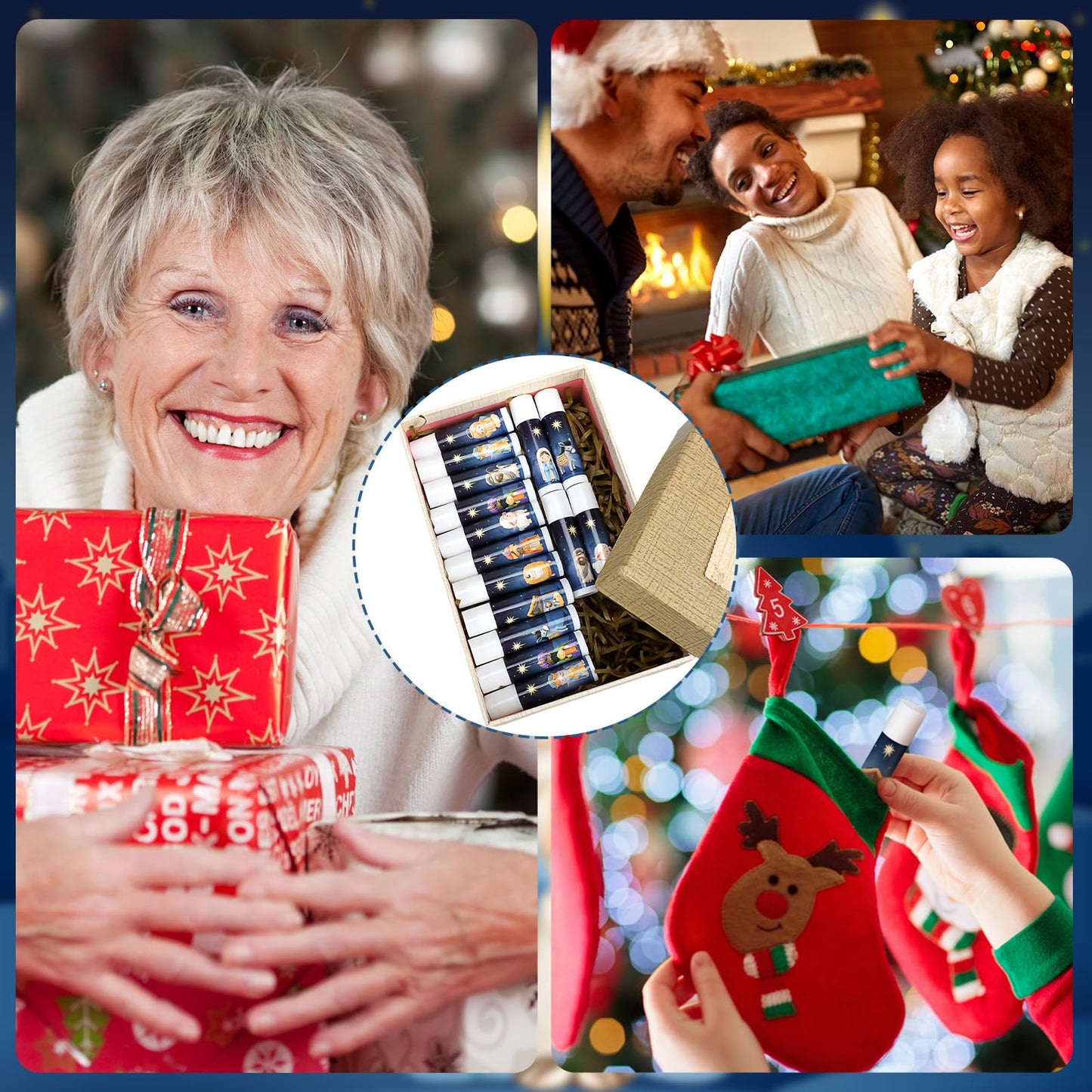 50 Pcs Christmas Nativity Lip Balm Gifts Bulk Christmas Beauty Stocking Stuffers Gift Basket Stuffers Christian Religious Holiday Party Mini Gifts for Clients Salon Xmas Treat Goodie for Women Men