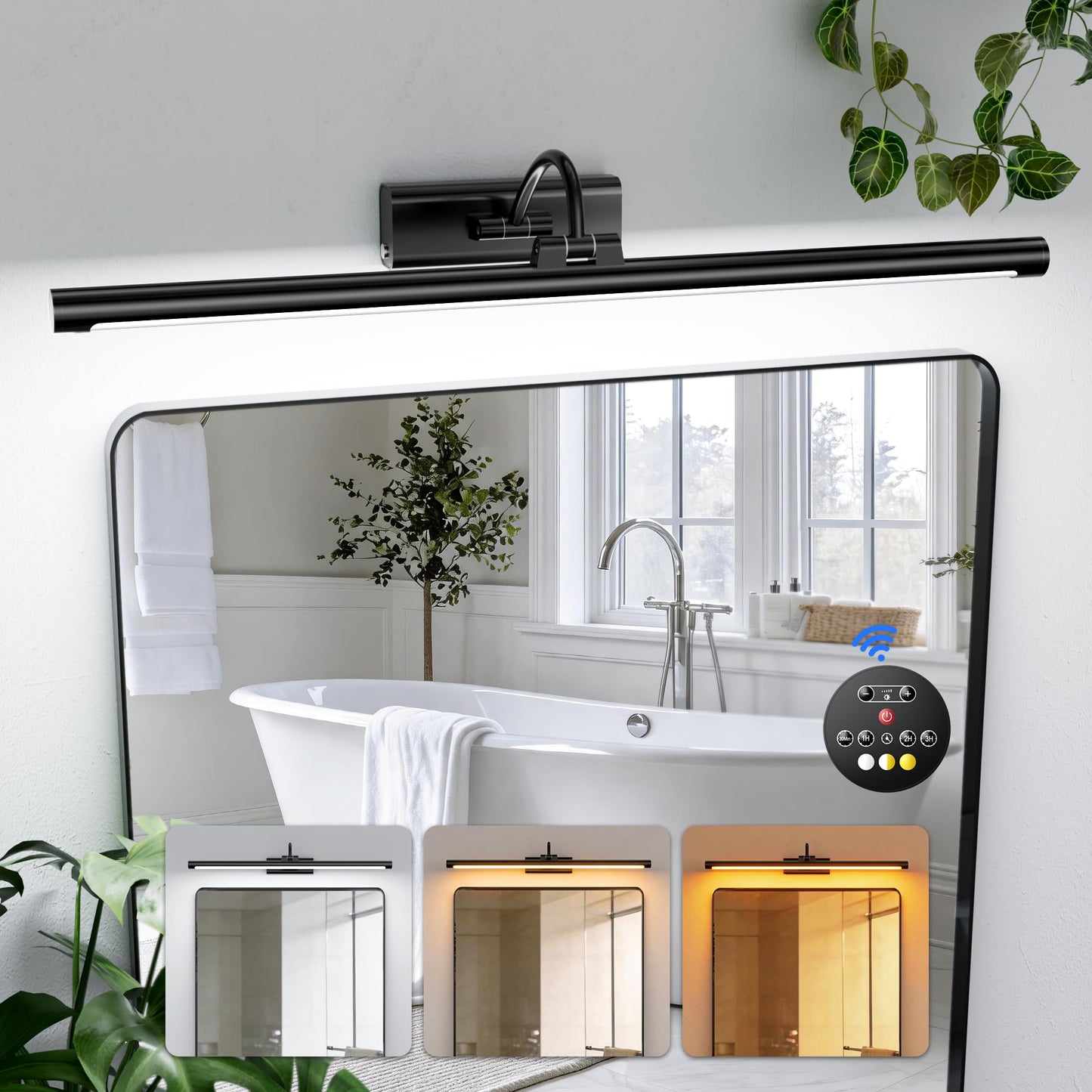 Kryoza Bathroom Vanity Light Wireless Rechargeable Black 24 inch Black