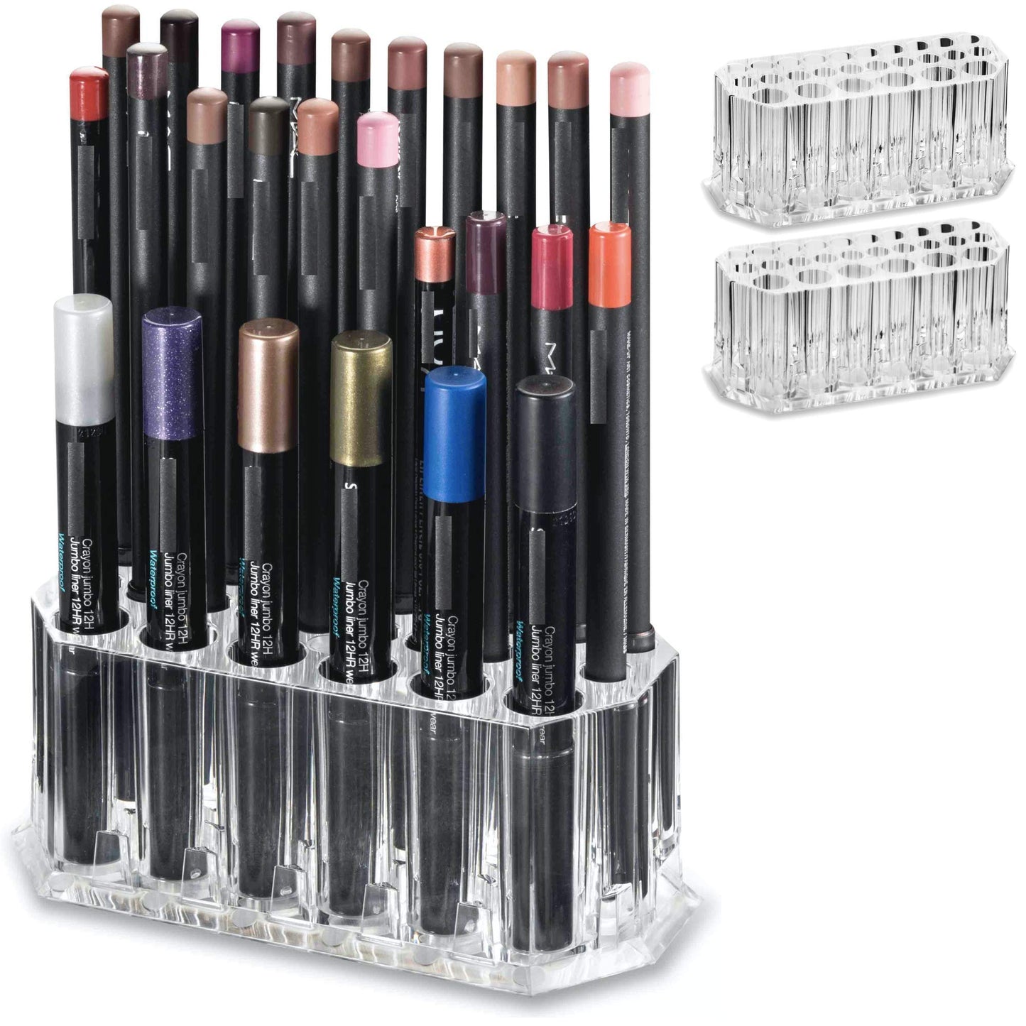 BY ALEGORY Acrylic Eyeliner Organizer & Lip Liner Organizer 26 Space Storage 20 Standard 6 Jumbo Cosmetic Pencil Makeup Display Case Refillable Container (2)