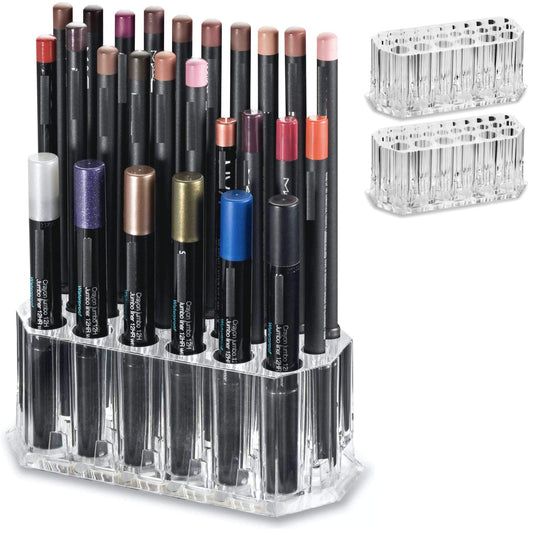BY ALEGORY Acrylic Eyeliner Organizer & Lip Liner Organizer 26 Space Storage 20 Standard 6 Jumbo Cosmetic Pencil Makeup Display Case Refillable Container (2)