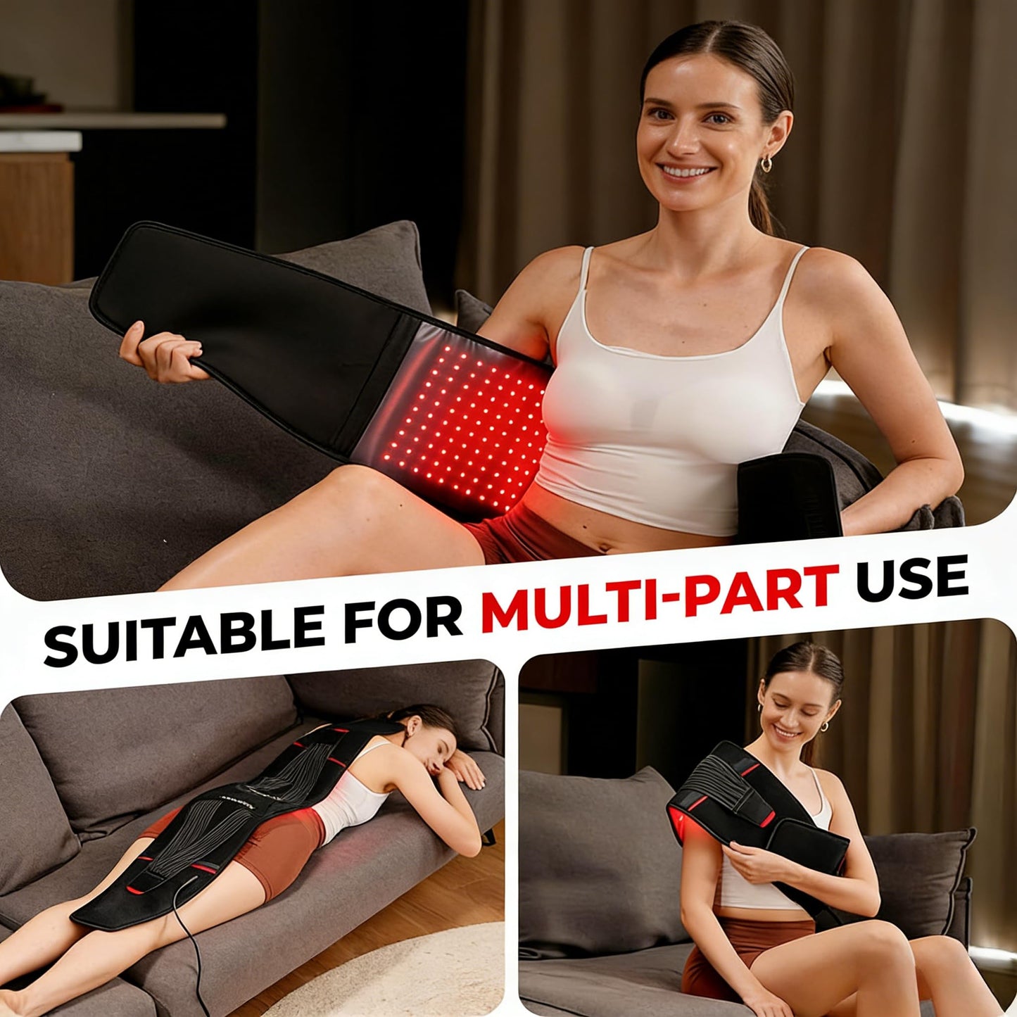 LTW Upgraded Red Light Therapy Belt, 290 LEDs Infrared Red Light Therapy for Body, 660nm & 850nm Near Infrared Wrap with Vibration for Back Pain Relief, Waist, Belly, Shoulder