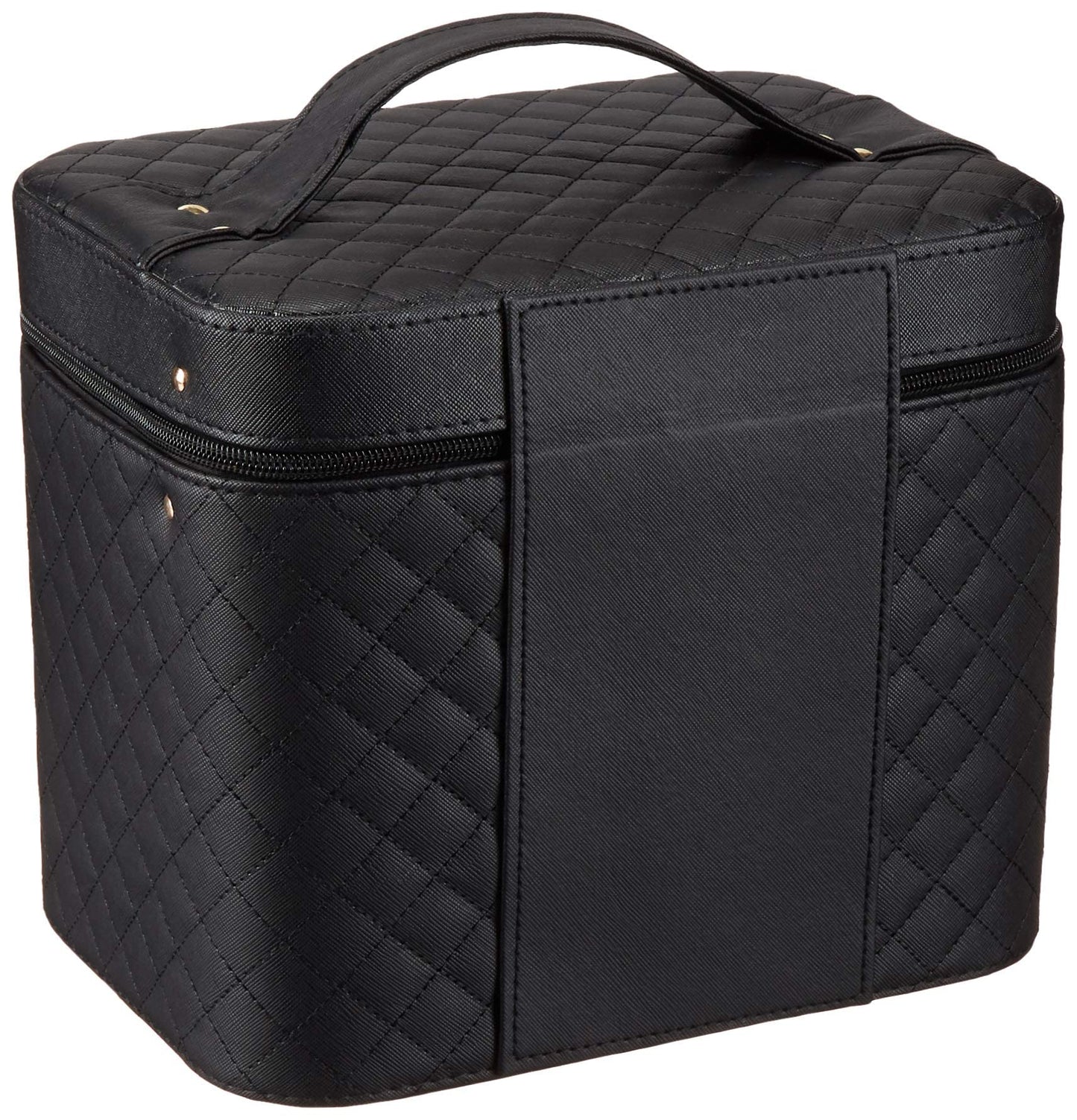 Sooyee Makeup Bag with Mirror, Makeup Organizer Cosmetic Travel Bag with Fold Tray, Cosmetic Bags for Women Designed to Fit All Cosmetics Professional Makeup Case, Black
