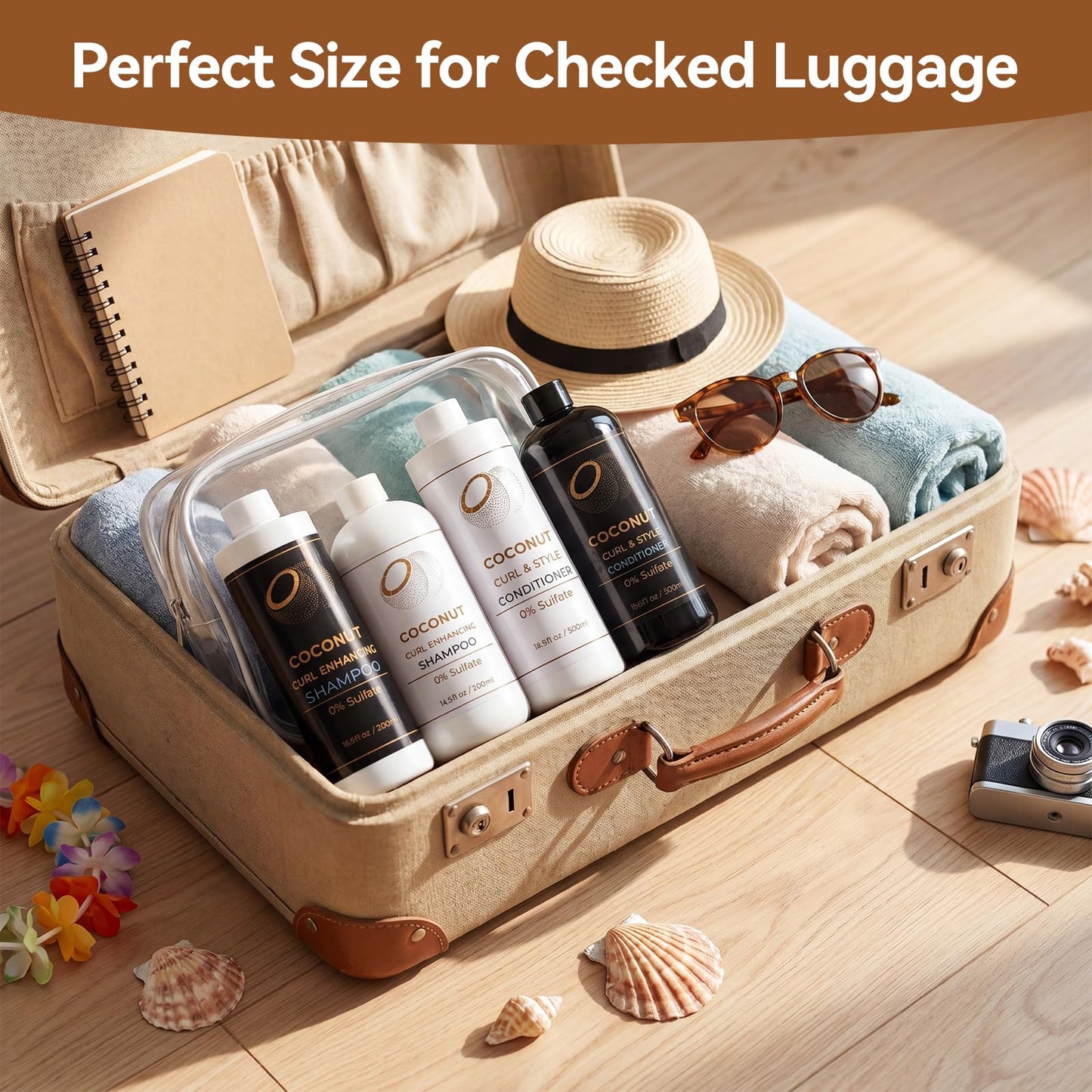 Havawish 4 Pcs Shampoo Shaped Travel Bottles for Cruise Trip, 16.9 oz Plastic Refillable Container Set, Includes Funnel, Pour Spout and Decor Stickers for Cruise Daily Essentials