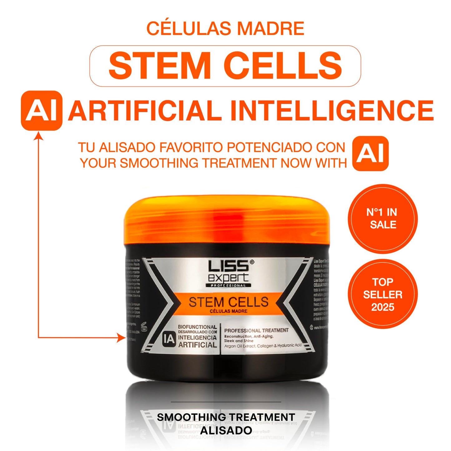 Liss Expert Professional Stem Cells Smoothing Treatment – Organic Keratin & Argan Oil – for Frizz-Free Repair & Shine – Professional Straightening(250 ml-Shoulder Length) x 2