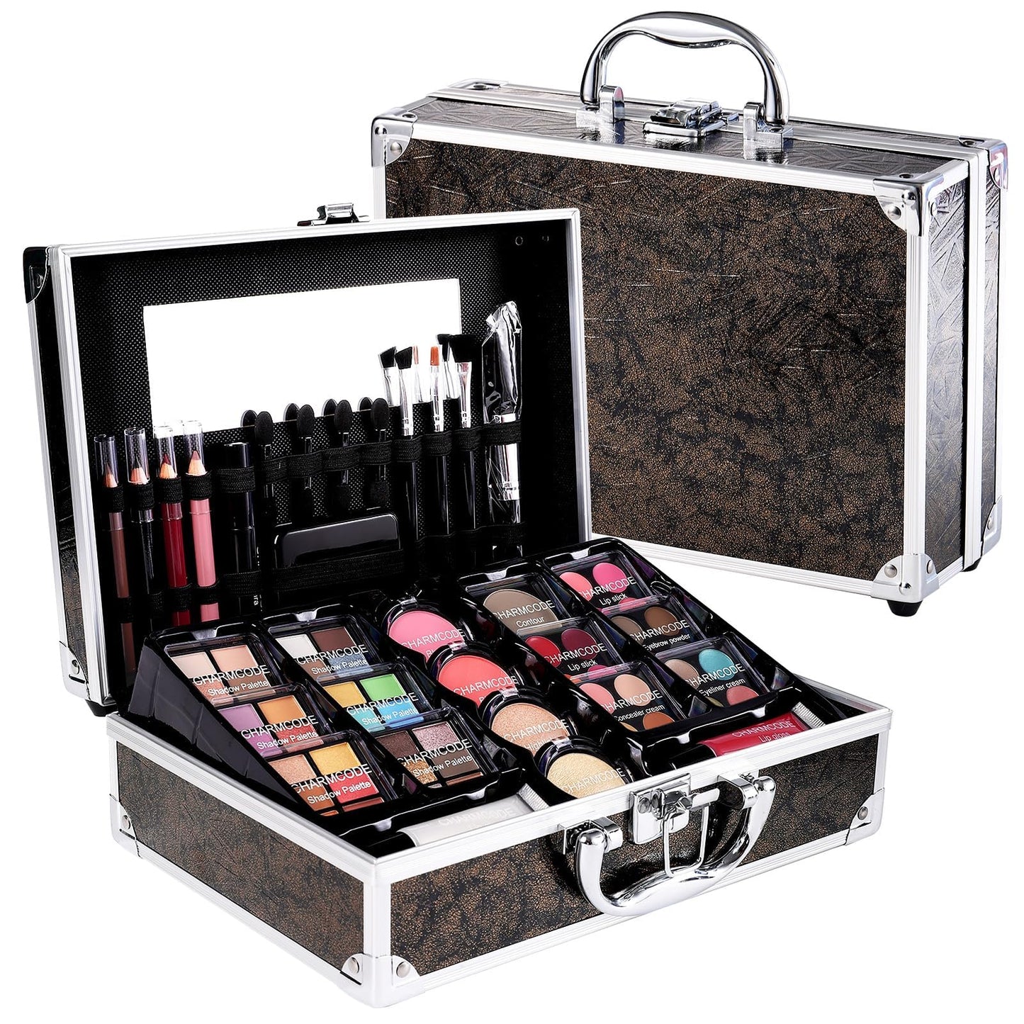 Makeup Kit for Teen Girls & Women Full Kit, Beauty Train Case with Starter Cosmetics Set, Make Up Valentine's Gift Box with Eyeshadow,Lipgloss,Highlight,Blush,Lip&Eye Pen,Brush & More(GoldenBrown)