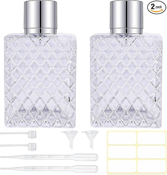 100ml/3.4oz Glass Perfume Atomizer Bottles, 2pcs Refillable Empty Perfume Bottle Atomizer, Portable Cologne Travel Perfume Atomizer