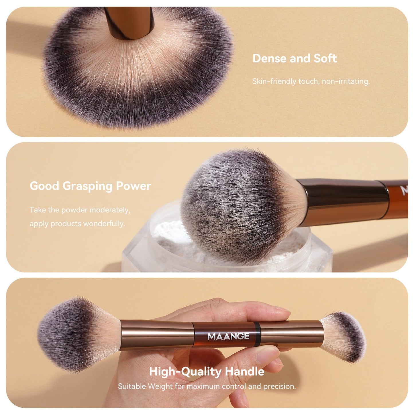 MAANGE 13 Pcs Foundation Makeup Brush Set With Bag, Make up Brushes, Double-End Multi Functional Makeup Brushes, Professional Face Brush Set Tools For Liquid Powder Concealer Cream Blush (Coffee)