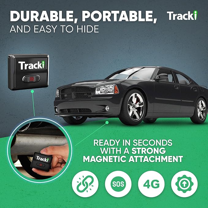 Tracki GPS Tracker for Vehicles, Car, Kids. Subscription Needed. US-Made Tech. 4G LTE GPS Tracking Device. Unlimited Distance, US & Worldwide. Small (Tracker) (Tracker 2 Years Subscription Incl.)
