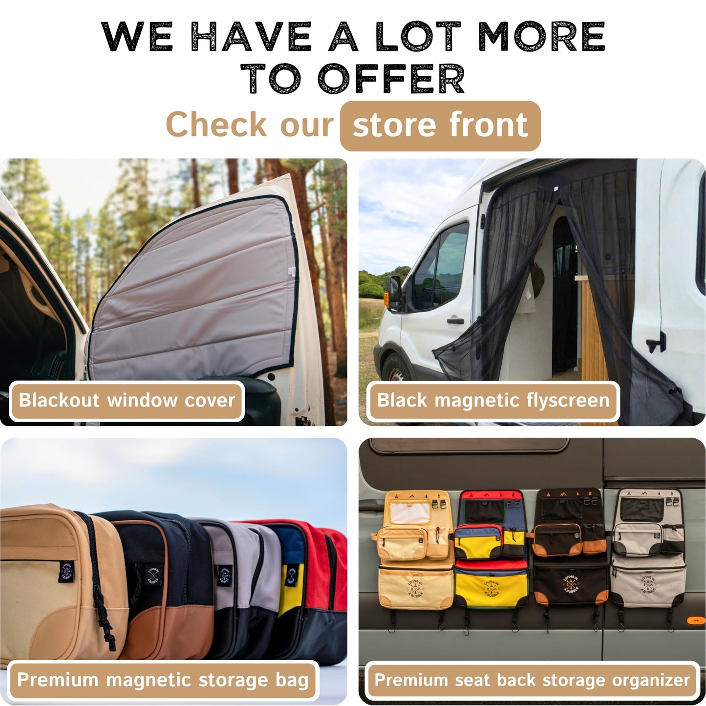 Living in a Bubble Wall Storage Organizer for Travel Trailer, Campervan, RV, and Motorhome - Durable Interior Wall-Mount Adhesive Storage Solution & Space Saver - Outback (Black)