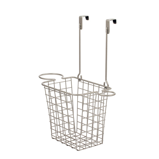 Spectrum Grid Over the Cabinet Styling Station (Satin Nickel) - Tall Bathroom & Under Sink Organizer for Hair Dryer, Beauty Tools, Accessories, & Home Essentials