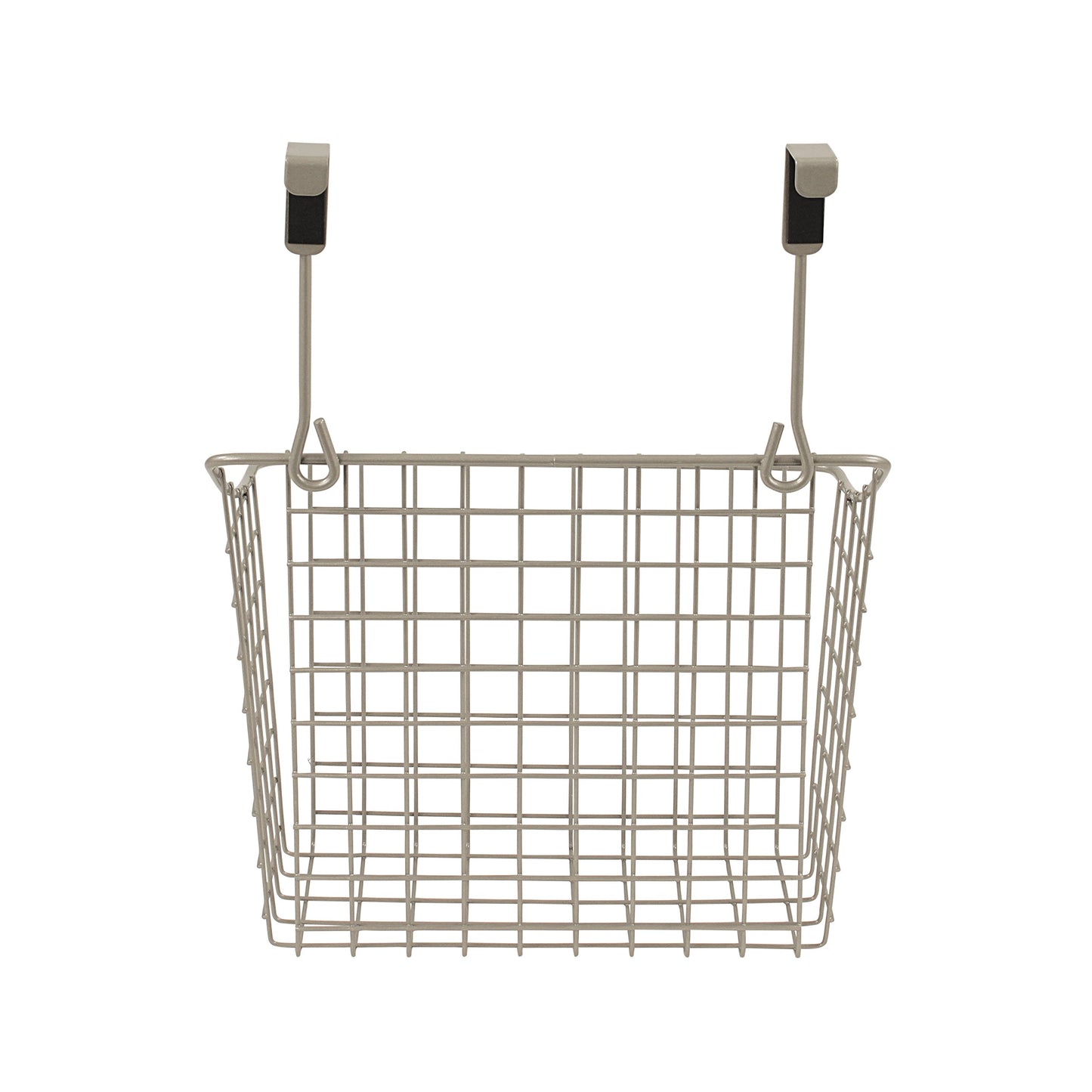 Spectrum Hanging Baskets for Organizing (Large, Satin Nickel) - Grid Over the Cabinet Wire Basket for Kitchen or Bathroom - Door Hanging Storage Organizer for Cleaning Supplies, Washcloths, & Towels