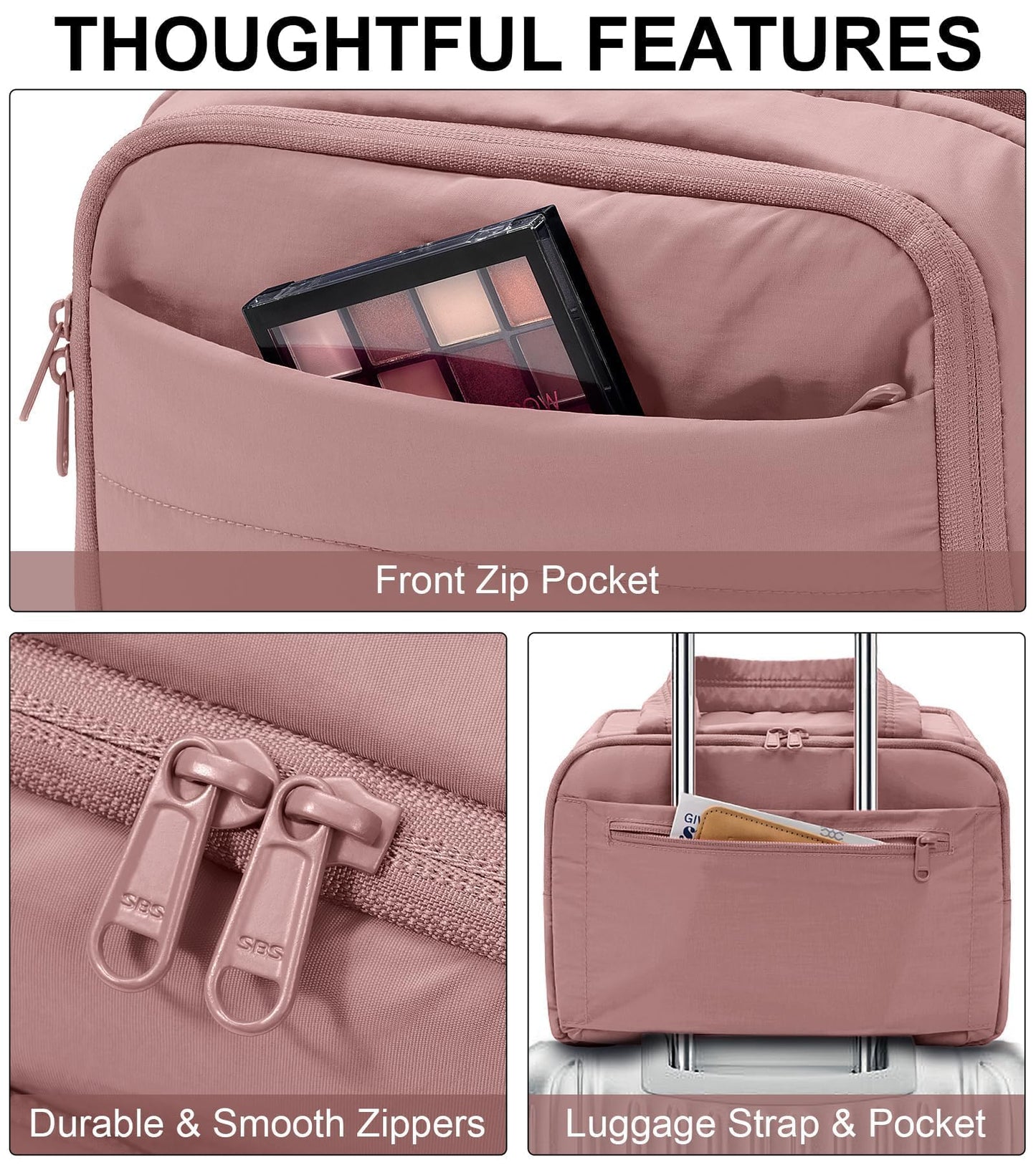 Bagstellar Travel Toiletry Bag for Women, Lightweight Large Quilted Puffy Makeup Bag Wide-open Make up Organizer Cloud Cosmetic Bag w/Handle for Traveling, Toiletries Essentials Accessories Dark Pink
