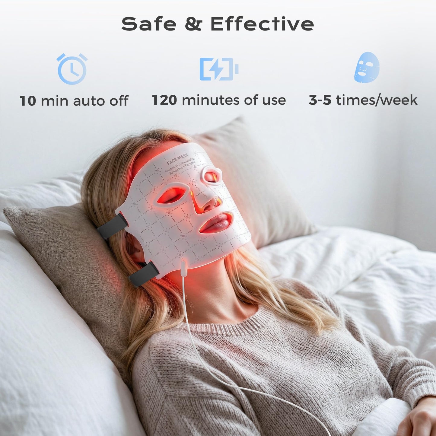 GIHWRRI FDA-Cleared LED Light Therapy Mask, 7-Color Red Light Therapy for Face Anti-Aging, Wrinkle Reduction & Acne, Rechargeable Soft Silicone Home Skincare Device