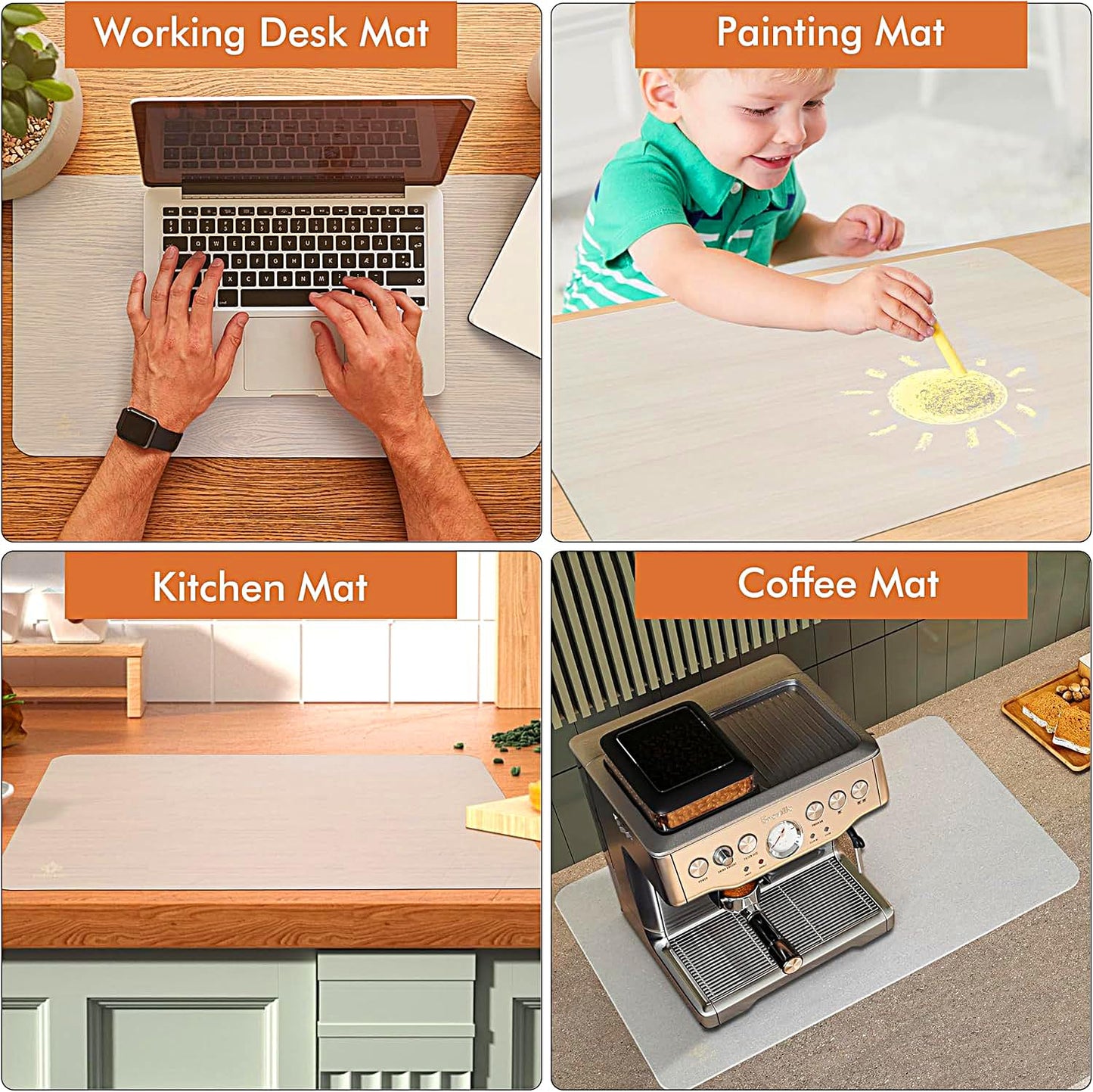 36” x 24”Silicone mat, Large Silicone Heat-Resistant mat, Kitchen countertop Non-Slip mat, Craft Table placemat.(Translucent)