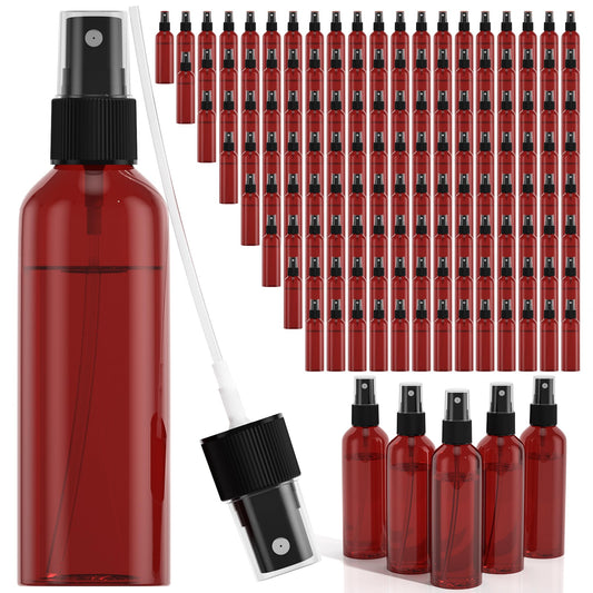 EVANCENT 50Pack 4oz Spray Bottles Plastic, 120ml Small Spray Bottle Bulk Black Fine Mist Sprayer, Portable Empty Refillable Containers Cosmetic Bottles for Plants, Cleaning, Misting & Skin Care-Red