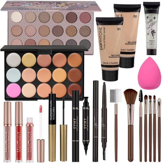 Makeup Set All in One Makeup Kit for Women and Teens Makeup Sets for Women Full Kit Makeup kits for teens Makeup Gift Set for Girls (Brown)