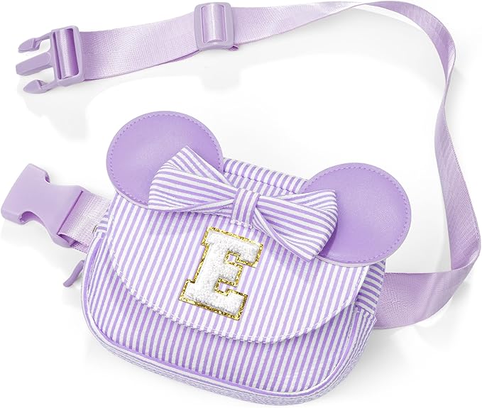 Birthday Gifts for 4 5 6 7 8 9 10 11 Year Old Girls Easter Gift for Girls Kids Daughter Personalized Initial Fanny Pack Belt Bag | Toddler Purse Gifts for Girl Purple E
