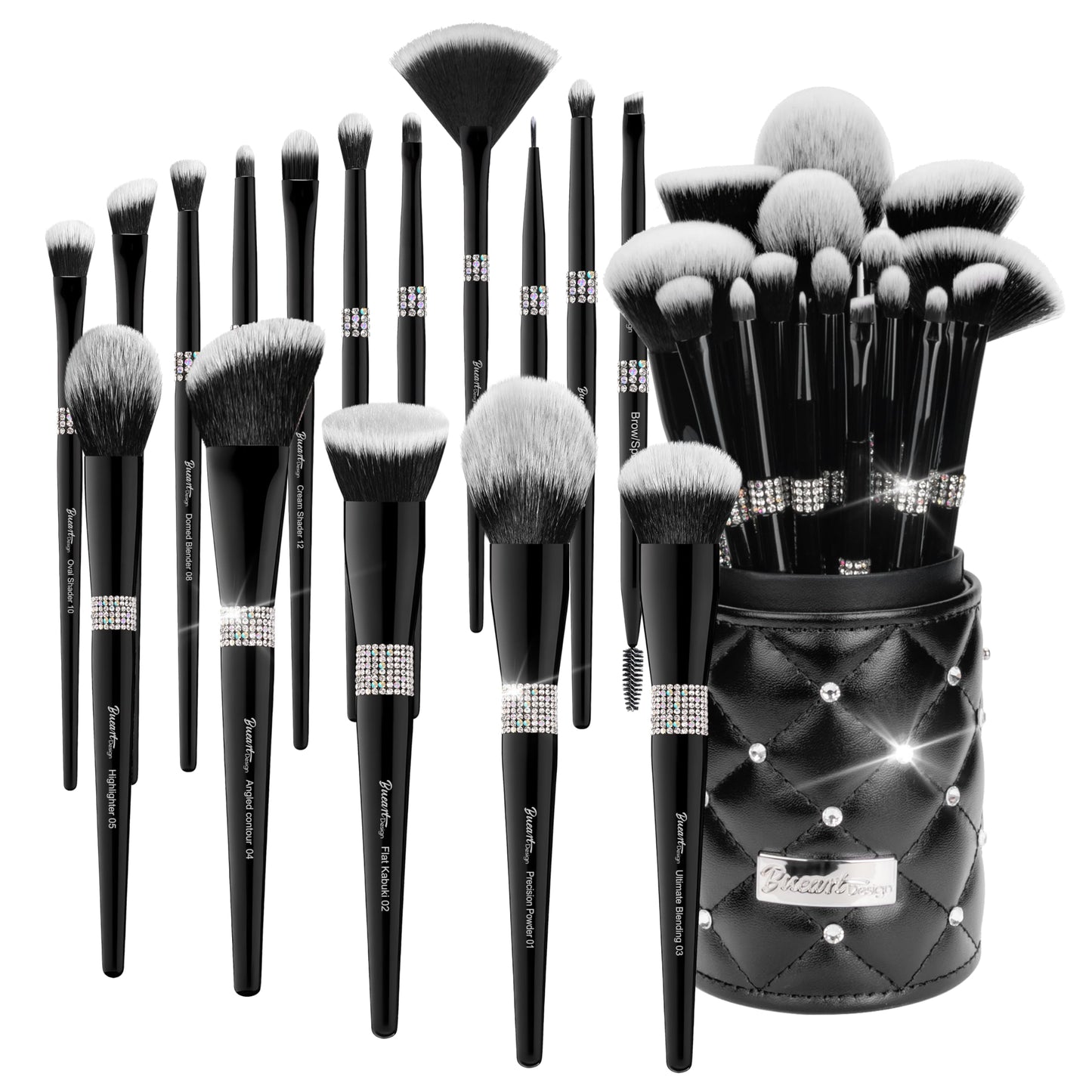 Bueart Design 16Pcs Makeup Brushes Set with Classic Holder,Premium Ultra Soft Professional Make up Brushes for Foundation,Blush,Powder,Highlighter,Contour,Eyeshadow
