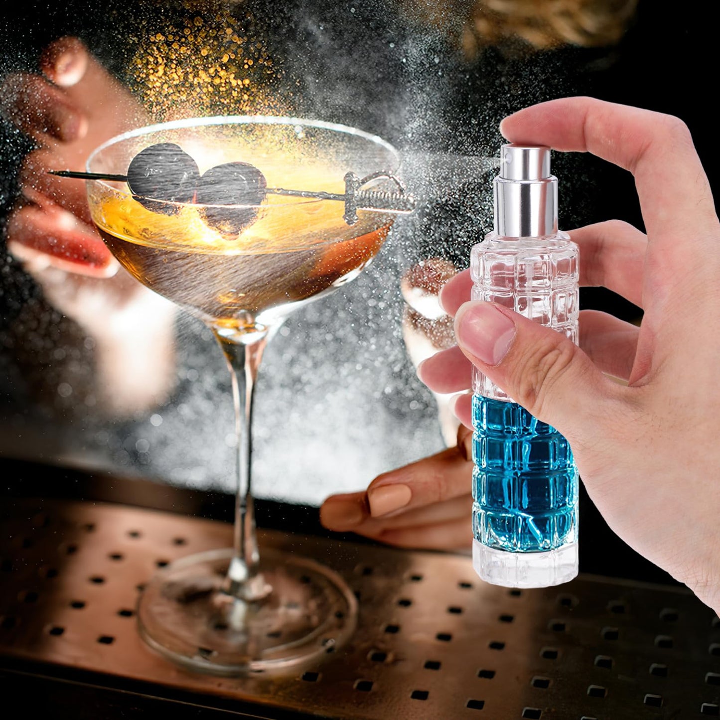 Ipetboom 4pcs Cocktail Vermouth Spritzer - 30ml Bitters Spray Bottles Cocktail Sprayer Crystal Glass Bar Mister Refillable Olive Oil Mister Bottle Perfume Spray for Home Kitchen Travel Use