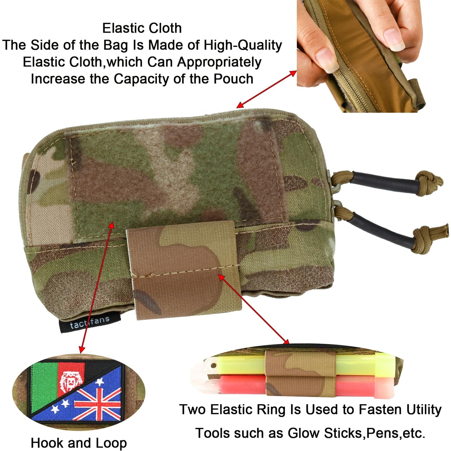 Small MOLLE Admin Pouch for Chest Rig,Plate Carrier,Tactical Vest and Belt Organizer Pocket with Smooth Zipper,500D Nylon (CP)