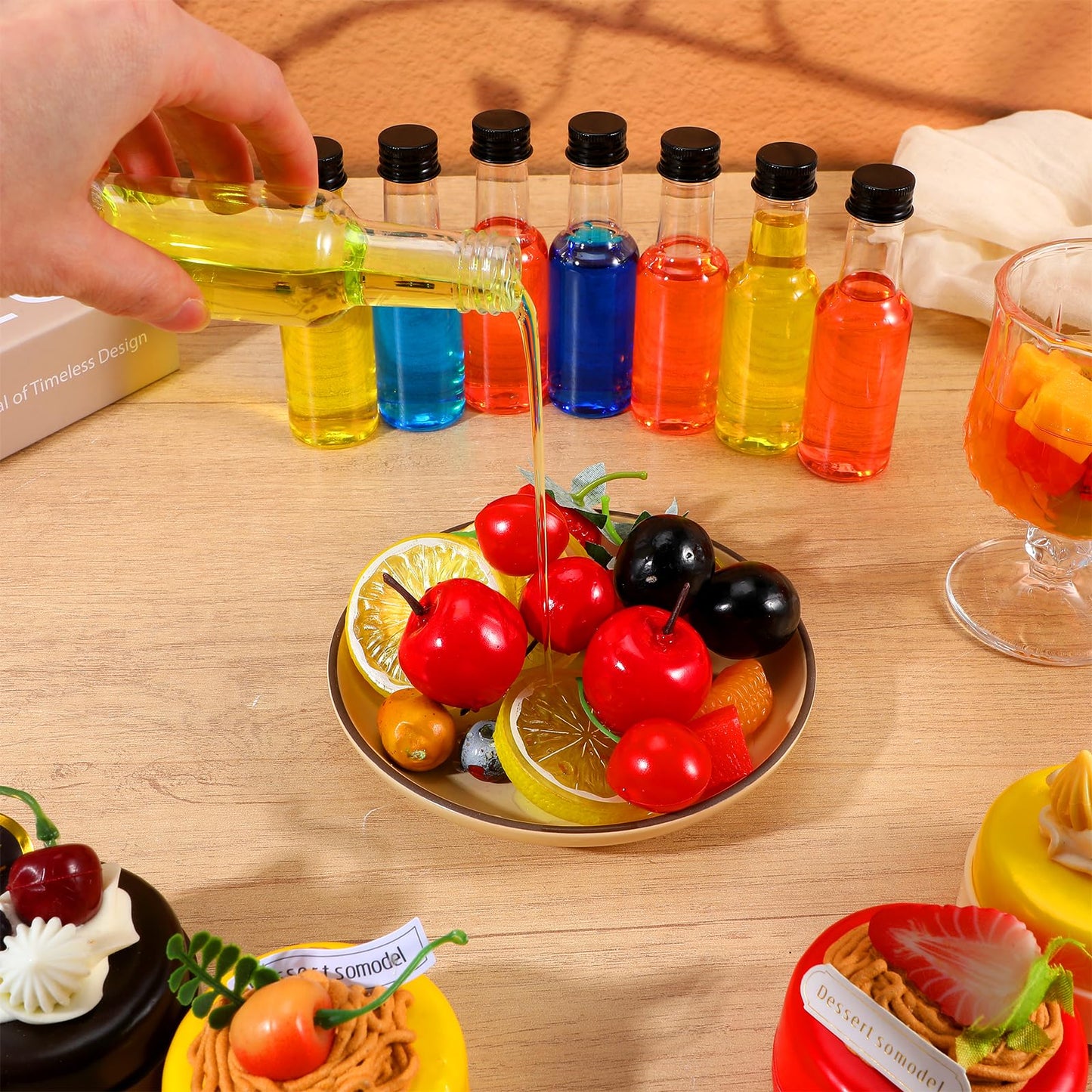 100 Pcs Mini Liquor Bottles, 50ml/1.7 oz Plastic Mini Salad Dressing Bottle with 4 Funnels, Small Alcohol Holders with Cap Wine Hot Sauce for Weddings Party Supplies (Black)