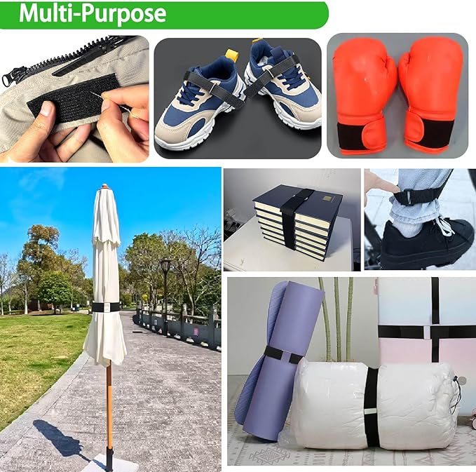 2inx32ft Hook and Loop Cable Straps with 25 Metal Buckles, Adjustable Fastening Straps, Reusable Free Cut Length Cord Straps