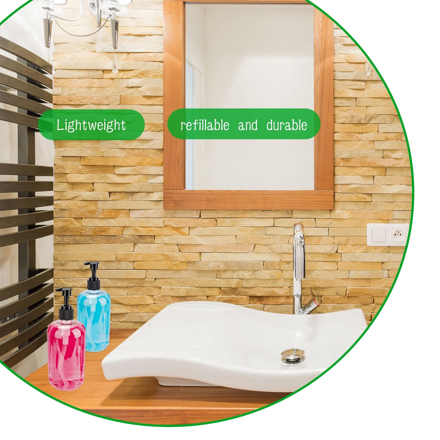 8 Pack 500ml Empty Plastic Pump Bottles Refillable Clear Soap Dispenser Bottles with Black Pump Round Shoulder Bottles for Lotion Shampoo Conditioner Hand Soap