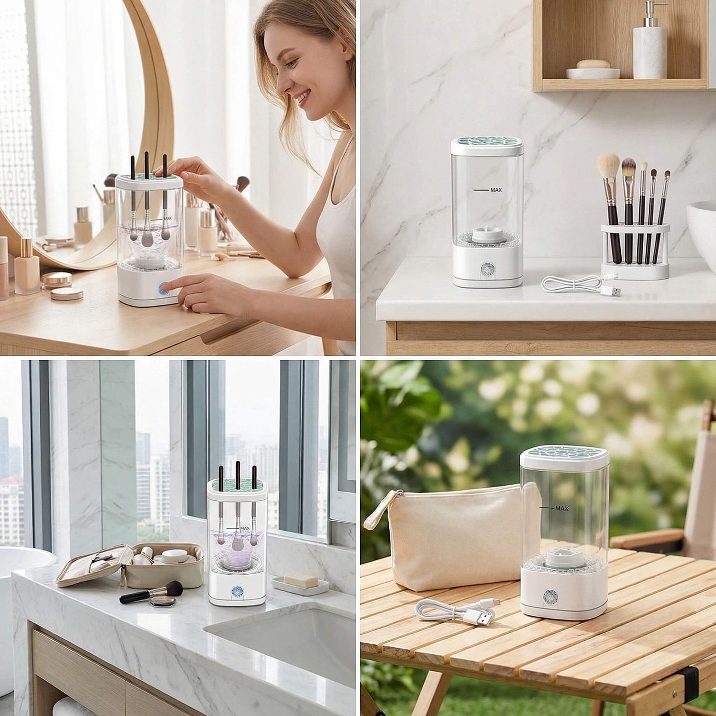 Electric Makeup Brush Cleaner; Automatic Brush Washer with Built-in Stand; Portable USB-Powered with Cable; Deep Cleaning for Cosmetic Brushes; Beauty Gift for Women