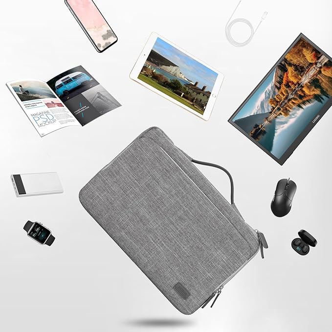 18.5 Inch Portable Monitor Case, 18.5 inch Laptop Protective Carrying Cover with PU Handle, Large Accessory Pocket and Water Resistant for Travel Monitor Bag Display Screen Sleeve, Gray