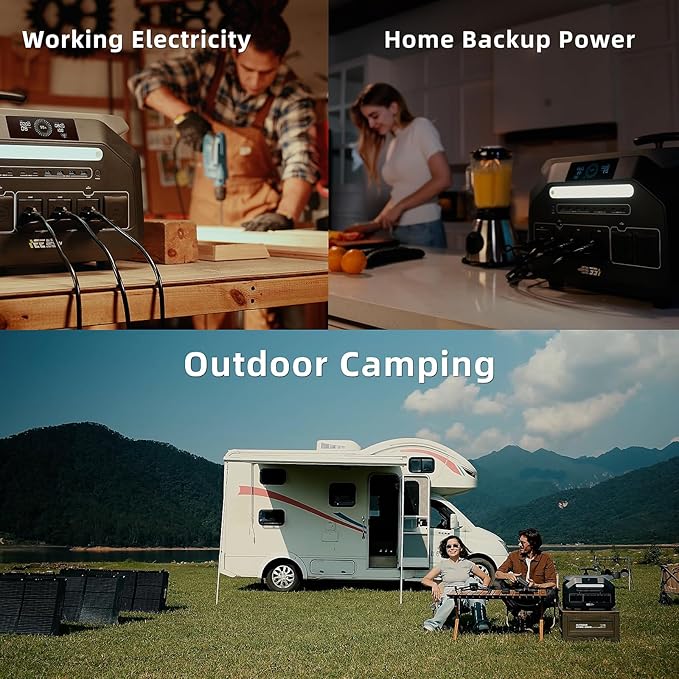 IEE 3200W Portable Power Station P3200 with 2x400W Solar Panel, 2048Wh Solar Generator, 1800W AC Charging, AC Outlets x 4, LiFePO4 Battery Power Station for Home Backup, Camping, RV, Emergency