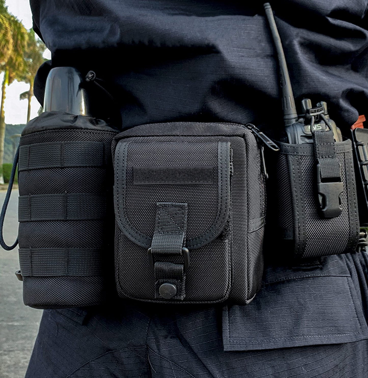 Dotacty Compact Utility Gadget Pouch Tactical MOLLE Nylon Duty Belt Pouches for Police Law Enforcement Work EDC Small Tool Waist Bag for 6.7" Cellphone Outdoor Camping Hiking Organizer(Snap Large)