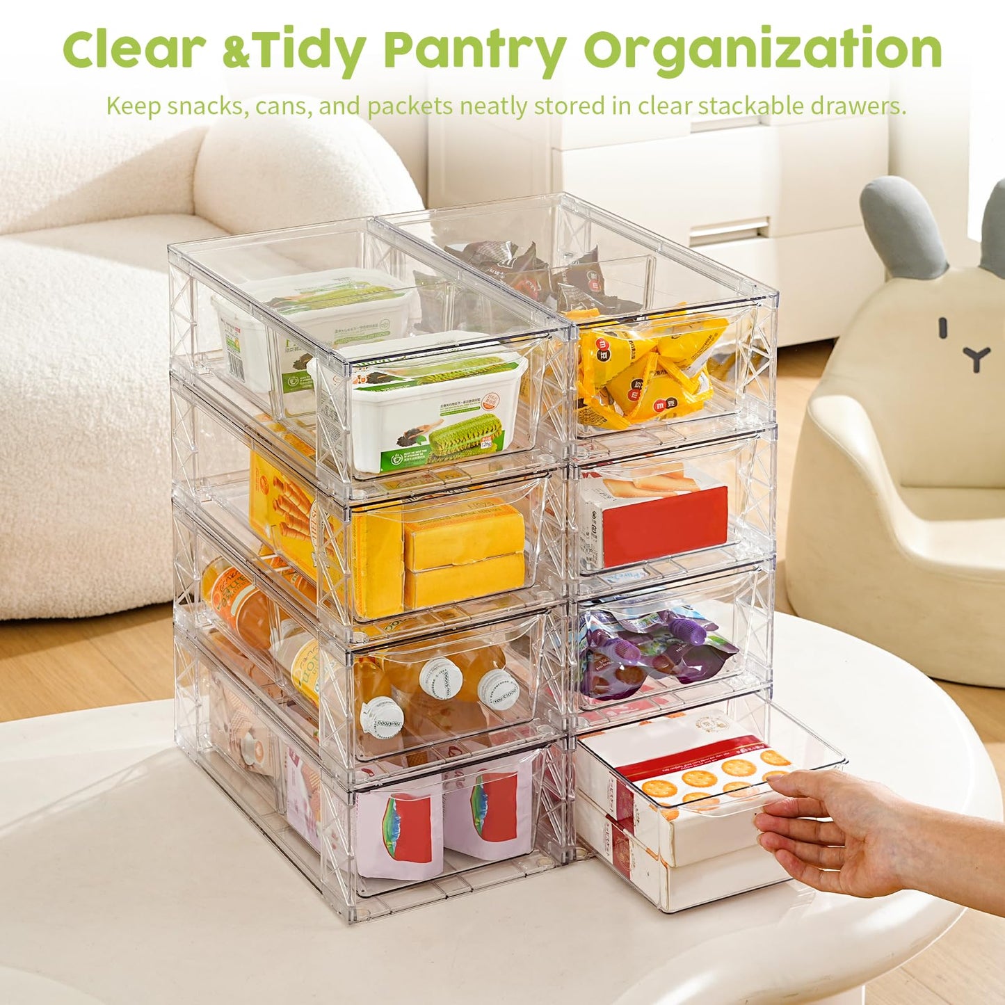 8 Pack Acrylic Storage Drawers, Clear Stackable Storage Drawers, Acrylic Organizers Drawers for Under Sink, Pantry, Bathroom, AcrylicStorage Containers for Makeup Organizers Cosmetic Display, Medium