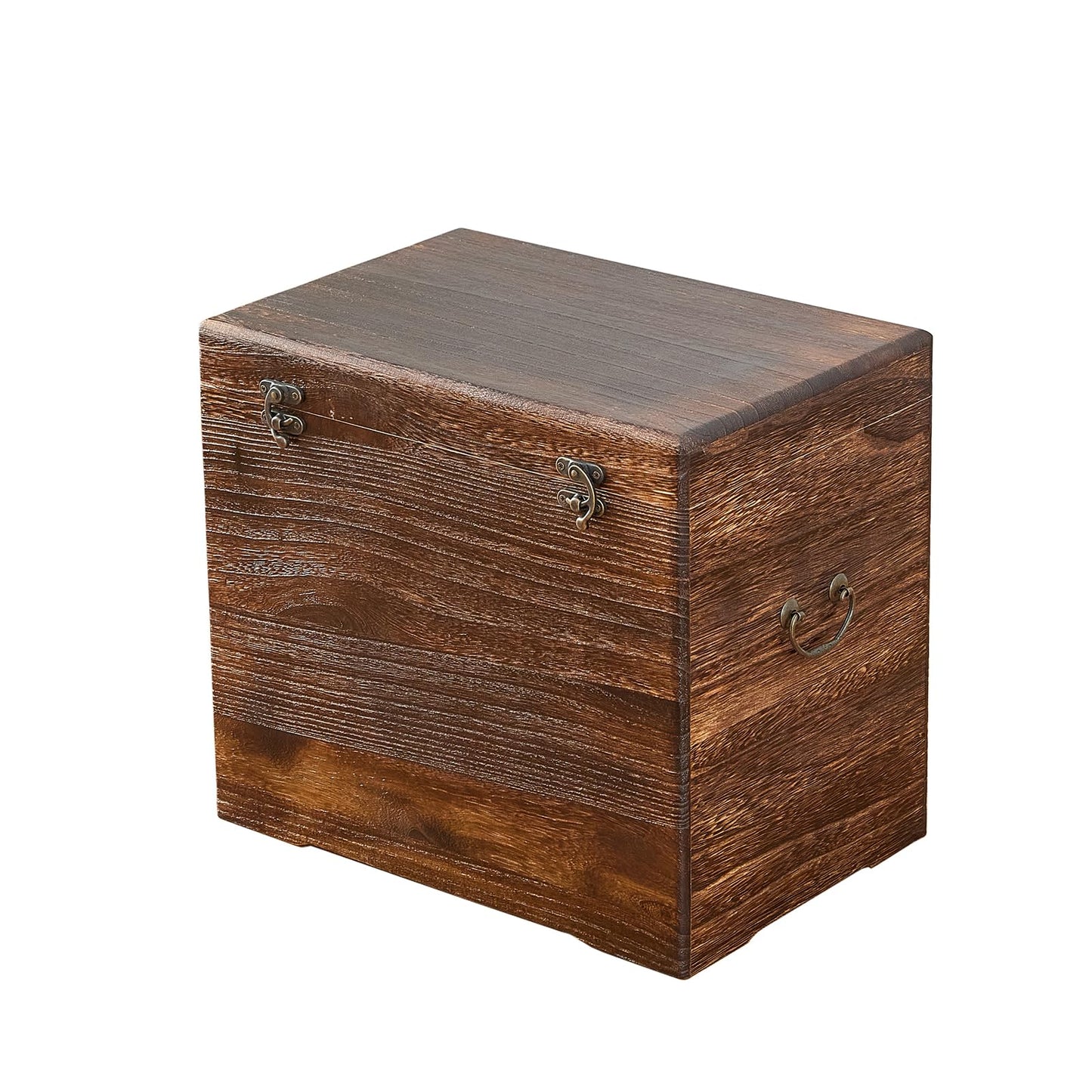 GZQWDC Wooden Storage Chest,Rustic Trunk Box,Storage Box for Living Room, Bedroom, Entryway,Dark Brown (S)