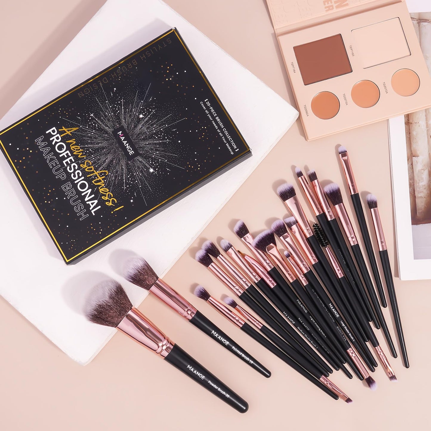 Make up Brushes, 20 Pcs Professional Makeup Brushes Set Foundation Eyeshadow Blush Brush,Travel Kabuki Blending Concealers Face Powder Eye Makeup Brush Sets with Gift box(Black)